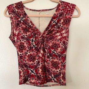 Patagonia Burgundy Floral Crop Top Blouse Shirt S